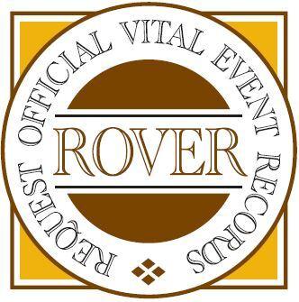 ROVER logo text on yellow background reads request official vital event records